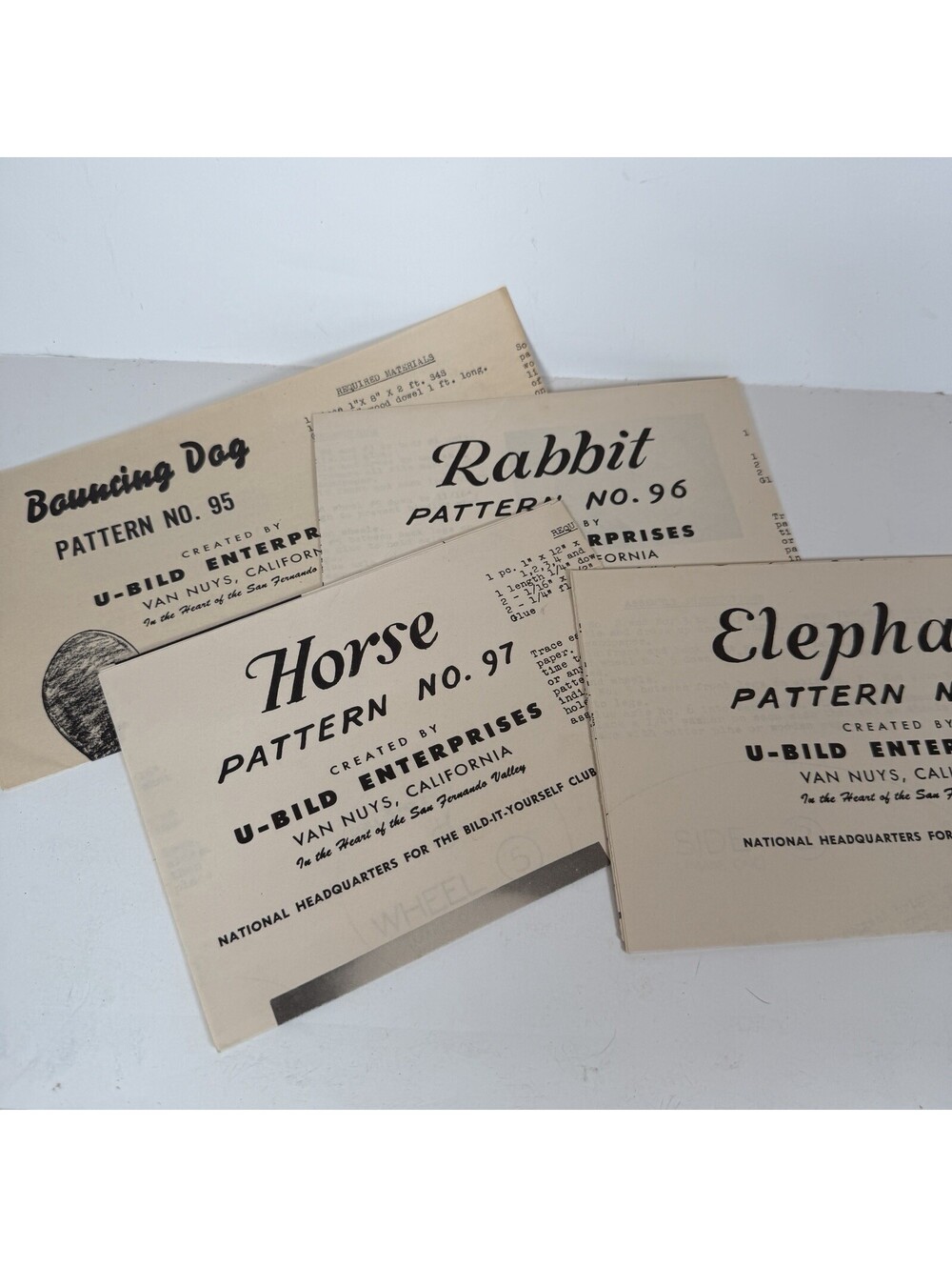 6 U-Bild Enterprises Patterns Wood Toys #s 95 96 97 98 99 & 100